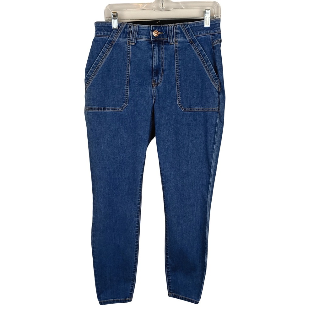 Nurture by Westbound Womens High Rise Skinny Jeans Medium Wash Patch Pocket 10R